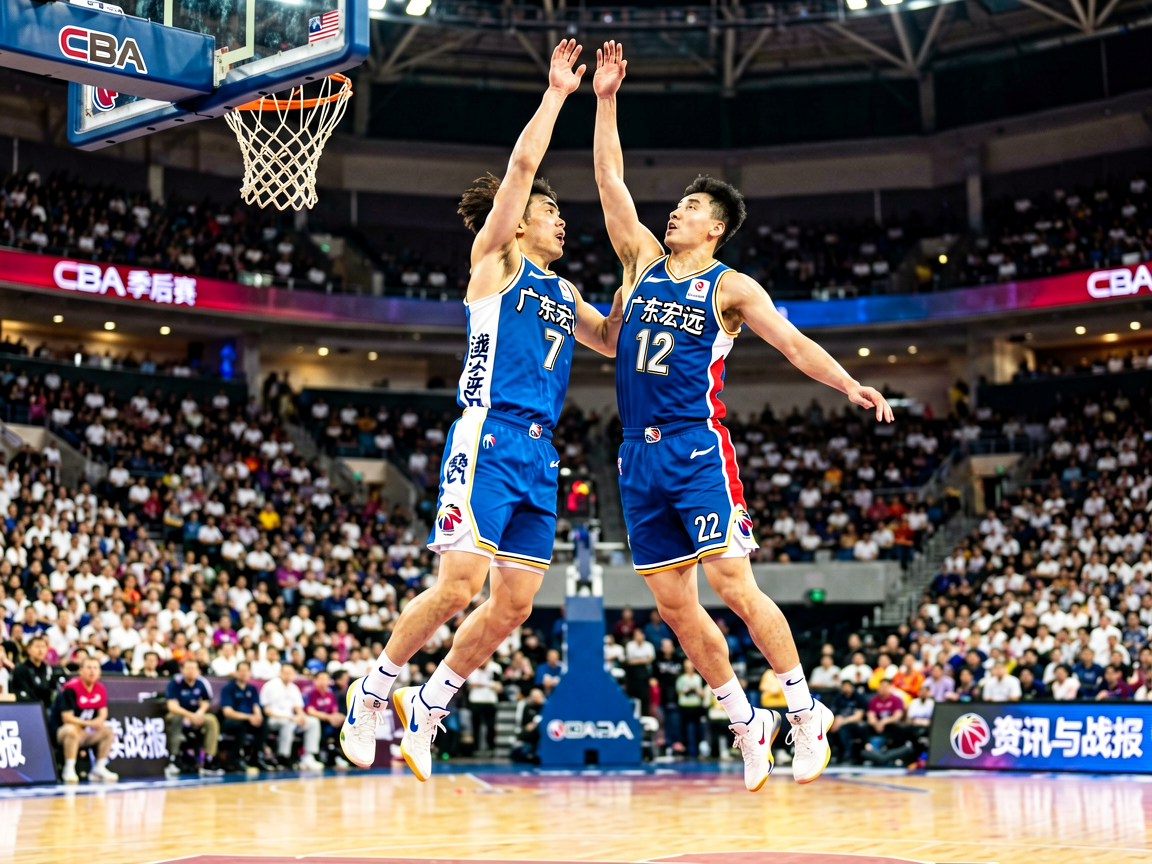 CBA联赛精彩比赛，球员空中对抗
